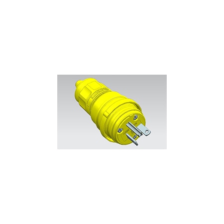 Woodhead Watertight Straight Blade Plug, 6-20, 20 A, 250V AC, 2 Pole, Screw Terminals 14W48